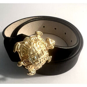Another LIne Belt Genuine Leather Brass Plated Turtle Buckle Sz Large EXCELLENT